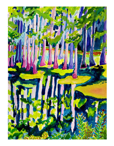 Afternoon in an Anahuac Swamp Watercolor Print